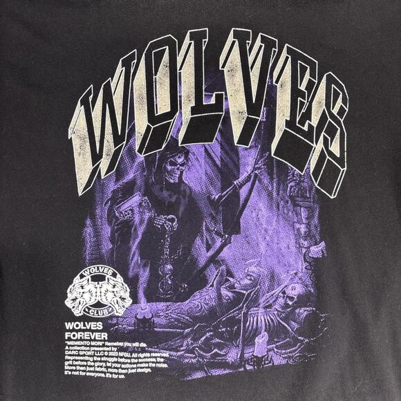 Darc Sport Wolves Grim Reaper Graphic T-shirt  Oversized Black purple Mens XL - Picture 5 of 7